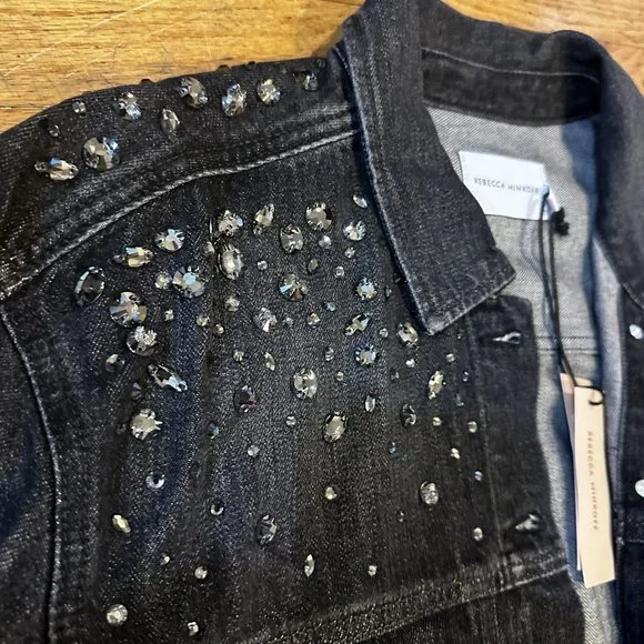REBECCA MINKOFFDark Wash/ Crystal AccentDENIM JACKET